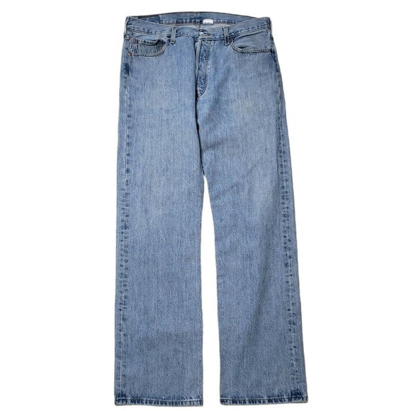Mens Levis 501 Button Fly Jeans Size 36X34 Red Label Medium Stonewash - Picture 1 of 9